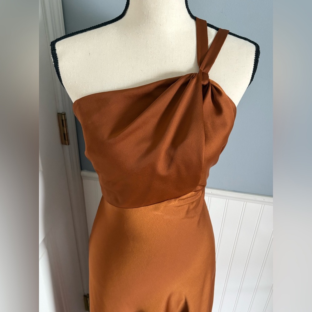 Just Taylor Burnt Orange Cocktail Dress - Picture 2 of 5
